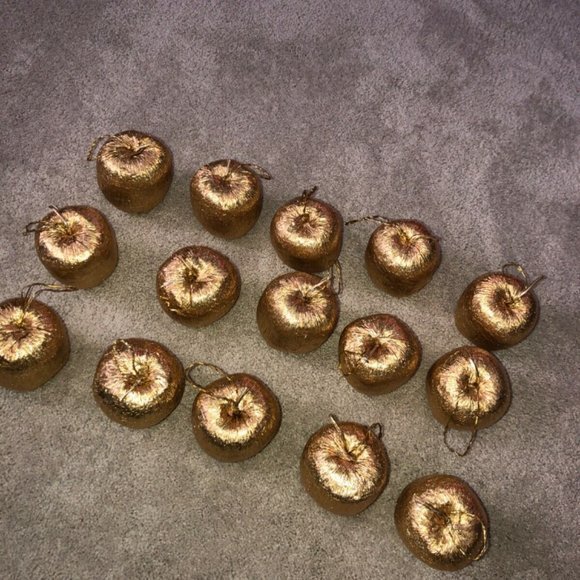 Vintage Decorative Christmas Ornament Apples Metallic Gold (15) - Picture 9 of 11